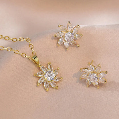 OXTAO Moissanite Earrings Pendant Necklace Set