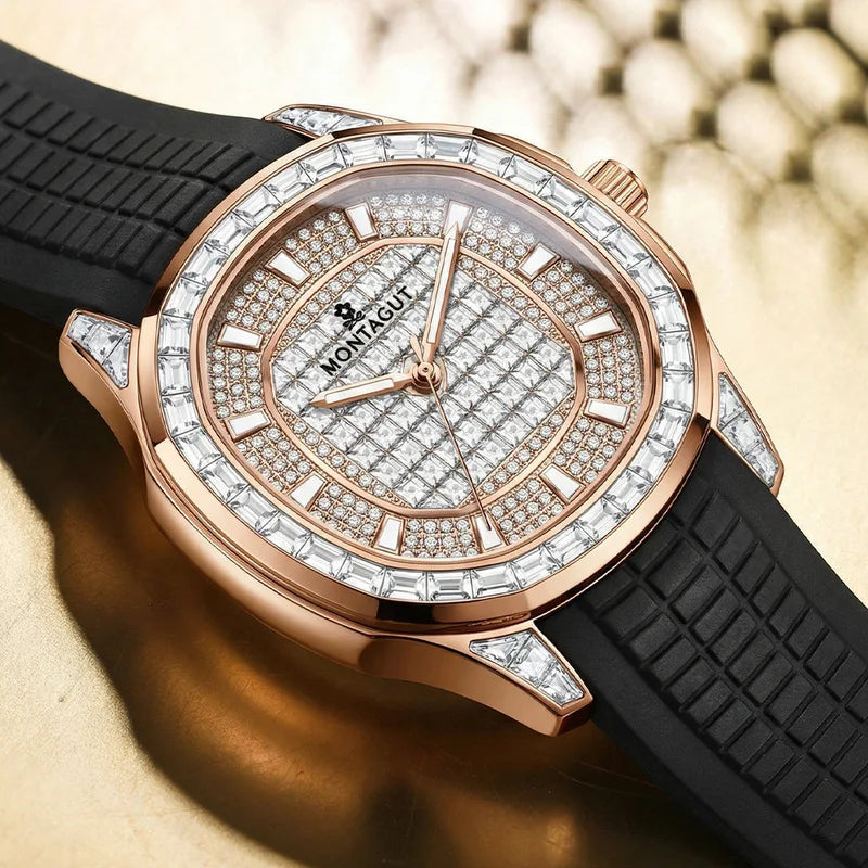 MONTAGUT Herrenuhr in Roségold mit Silikonarmband