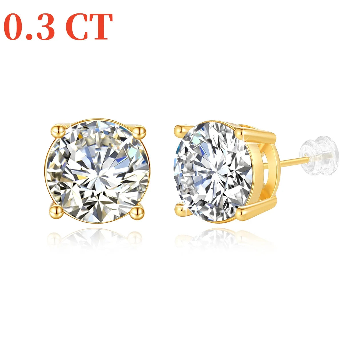 18K Gold Moissanite Bezel Stud Earrings