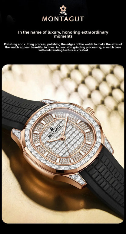 MONTAGUT Herrenuhr in Roségold mit Silikonarmband