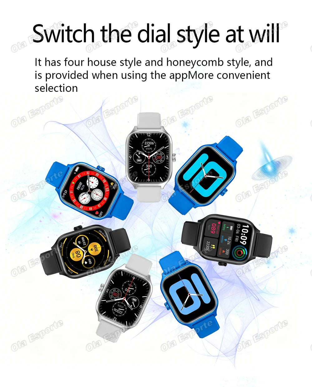 OLA ESPORTE Rectangle Unisex Smart Watch for Android or iOS