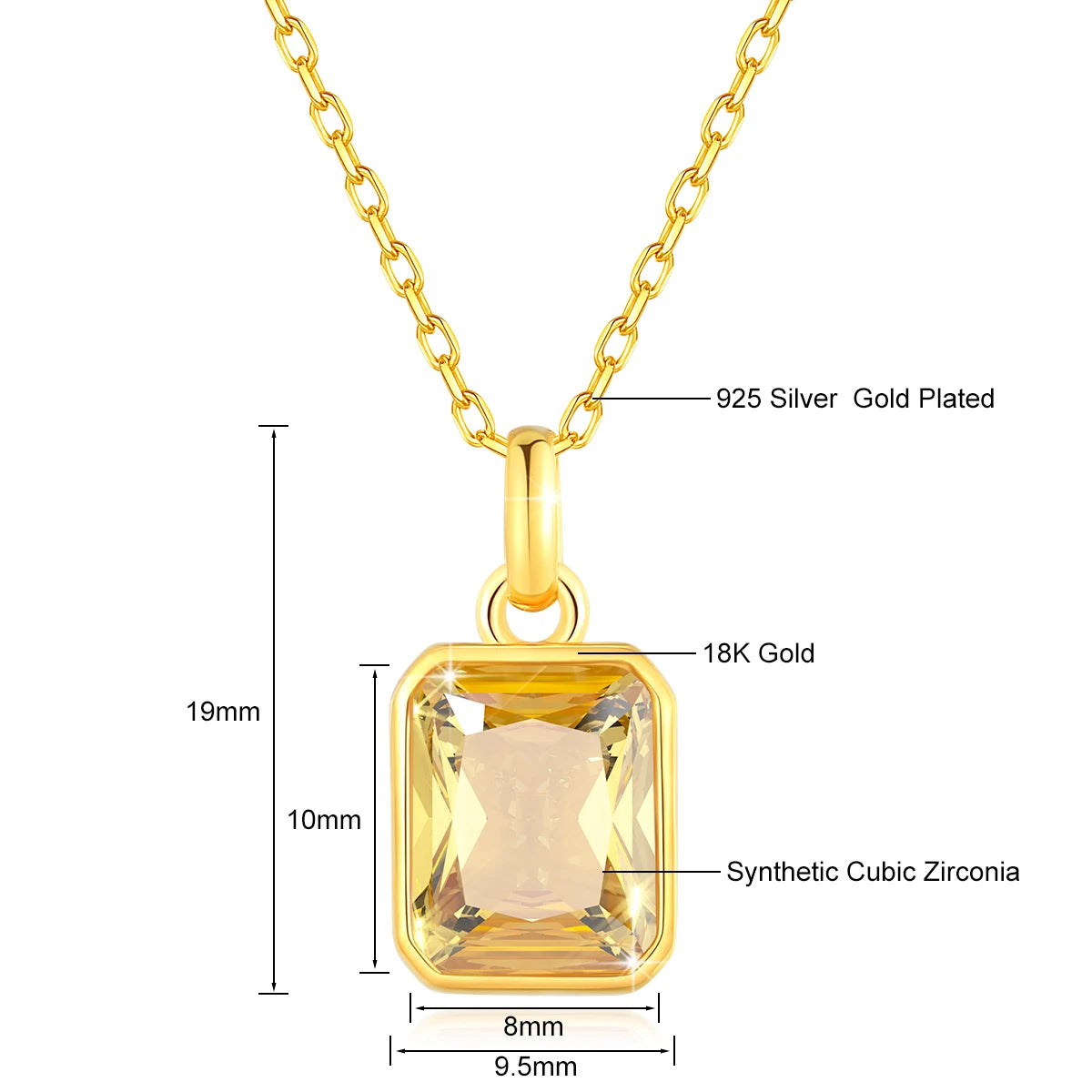 8*10mm Moissanite Necklace Real 18K Gold Pendant Colored Gemstone  for Women Anniversary Valentine&
