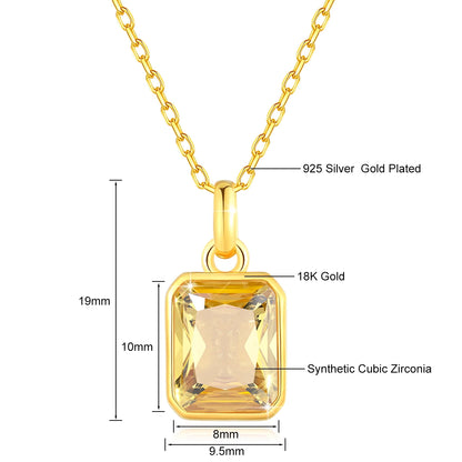 8*10mm Moissanite Necklace Real 18K Gold Pendant Colored Gemstone  for Women Anniversary Valentine&