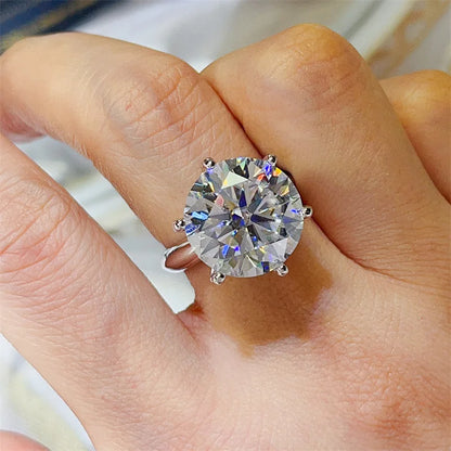 5/10CT Round Cut Women Moissanite Ring s925 Silver Pink/Green/Blue Moissanite Rings for Women Luxury Big Women Moissanite Ring