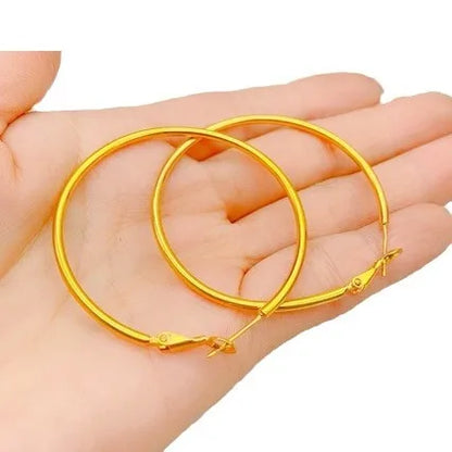 18K Gold 3cm Hoop Earrings