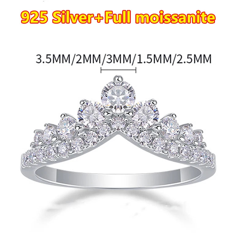 COSFIX D Color Moissanite Ring Round Cut Moissanite Rings for Women Luxury 925 Silver Women's Full Moissanite Rings