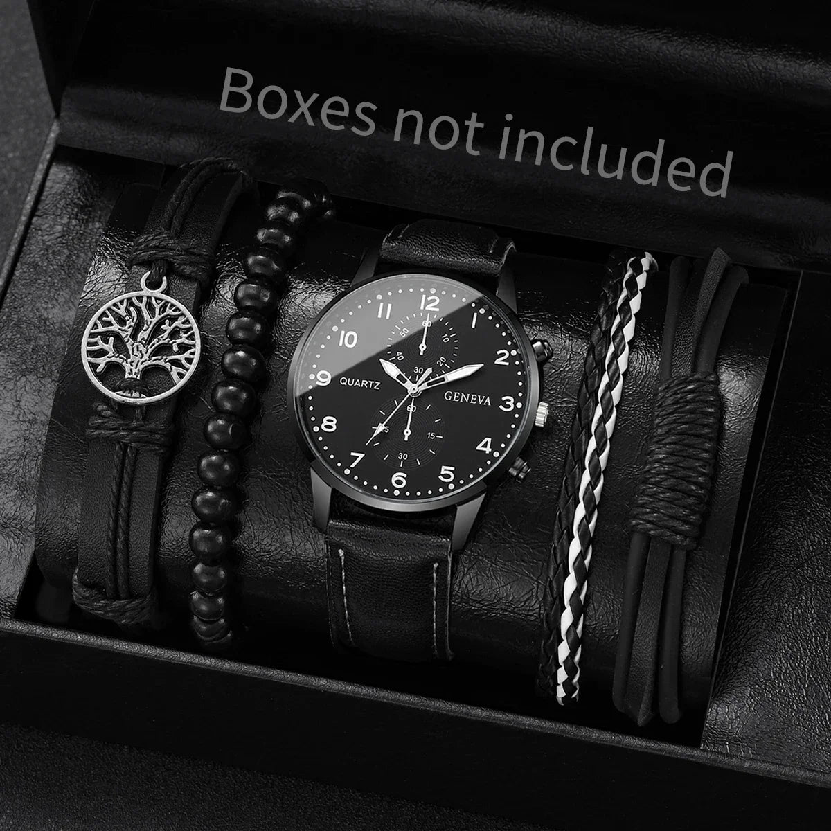 RUNERR Set Orologio da Uomo Nero