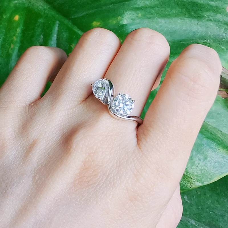 Smyoue 2cttw Certified Moissanite Rings for Women Brilliant Bride Wedding Jewelry 100% 925 Sterling Silver Band Plated 18K Gold