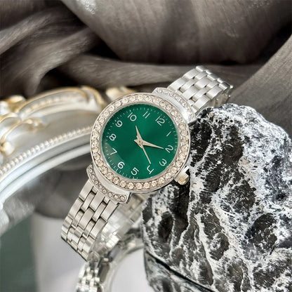 Women Curved Convex Glass Stainless Steel Watch