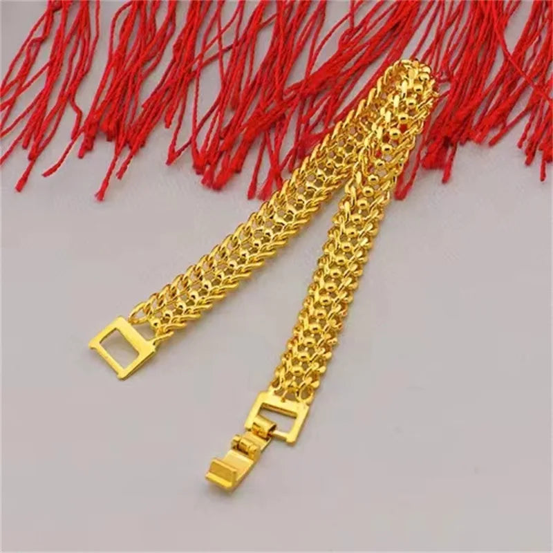 Men's Ultra Bold Bracelet 24K Gold AU999 - Ultra bold design shows charisma, 24K/AU999 pure gold, steady aura for men