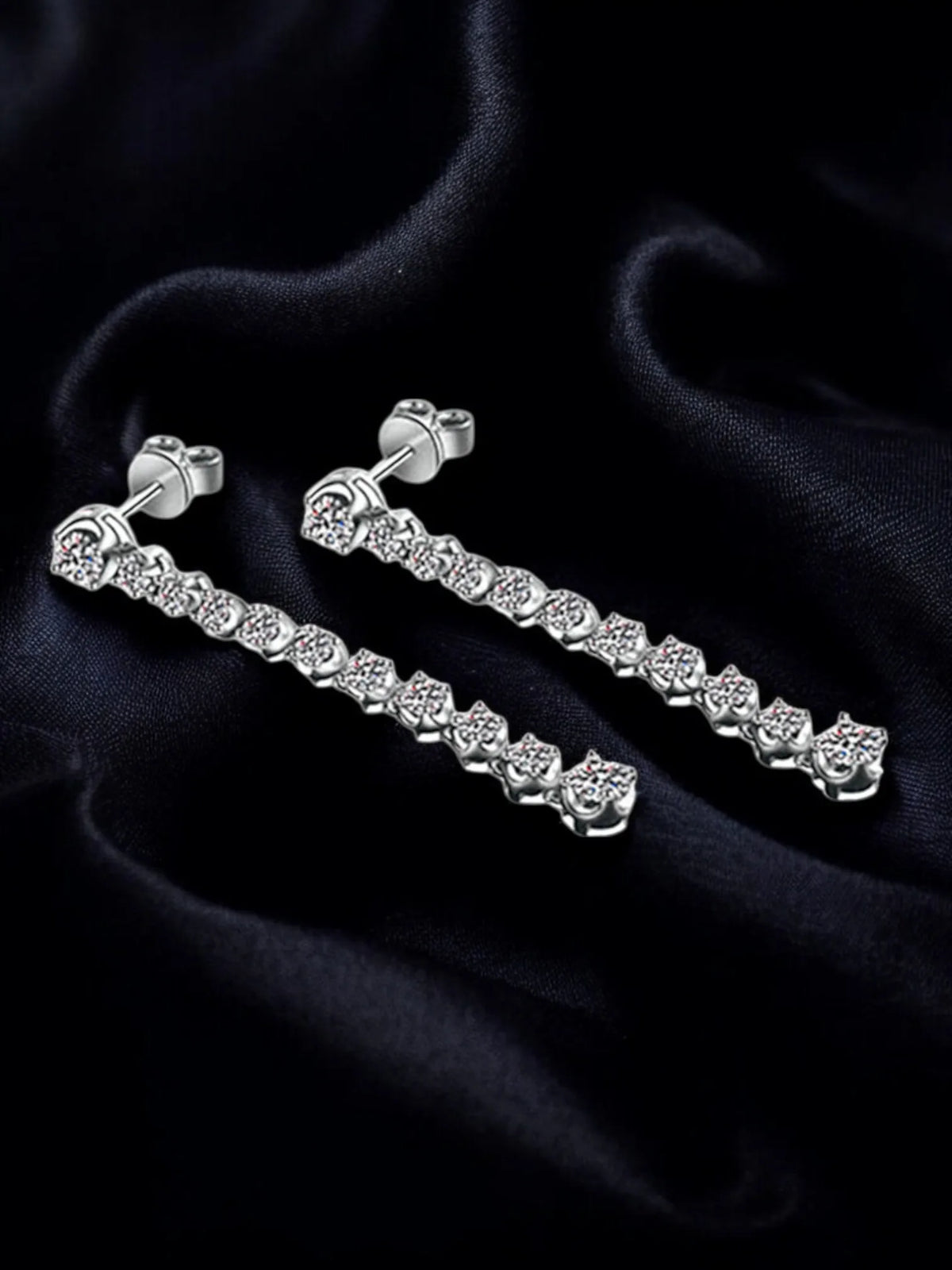 Moissanite 925 Sterling Silver Earrings Fringed Long Row Earrings Engagement Fine Jewelry Light Luxury and High-end Design