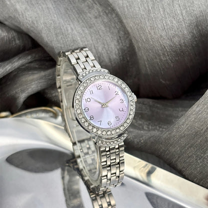 Women Curved Convex Glass Stainless Steel Watch