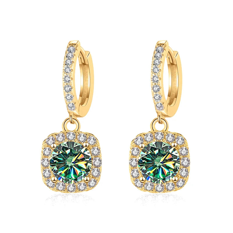 JoyceJelly 1ct GRA Certified Moissanite Earrings Color VVS D Solid Sterling Silver 925 18K Gold Plated