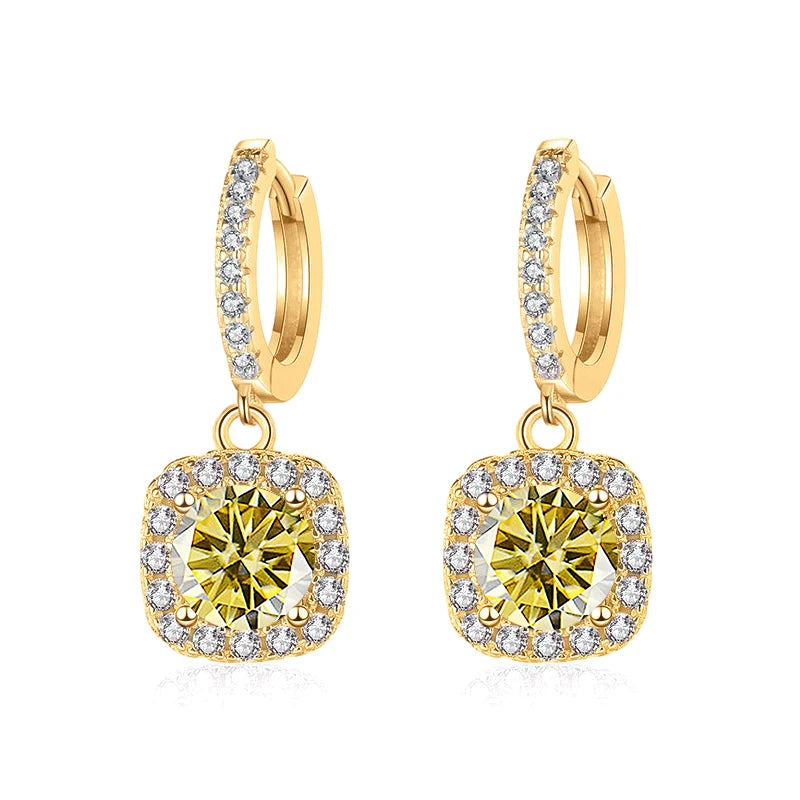 JoyceJelly 1ct GRA Certified Moissanite Earrings Color VVS D Solid Sterling Silver 925 18K Gold Plated