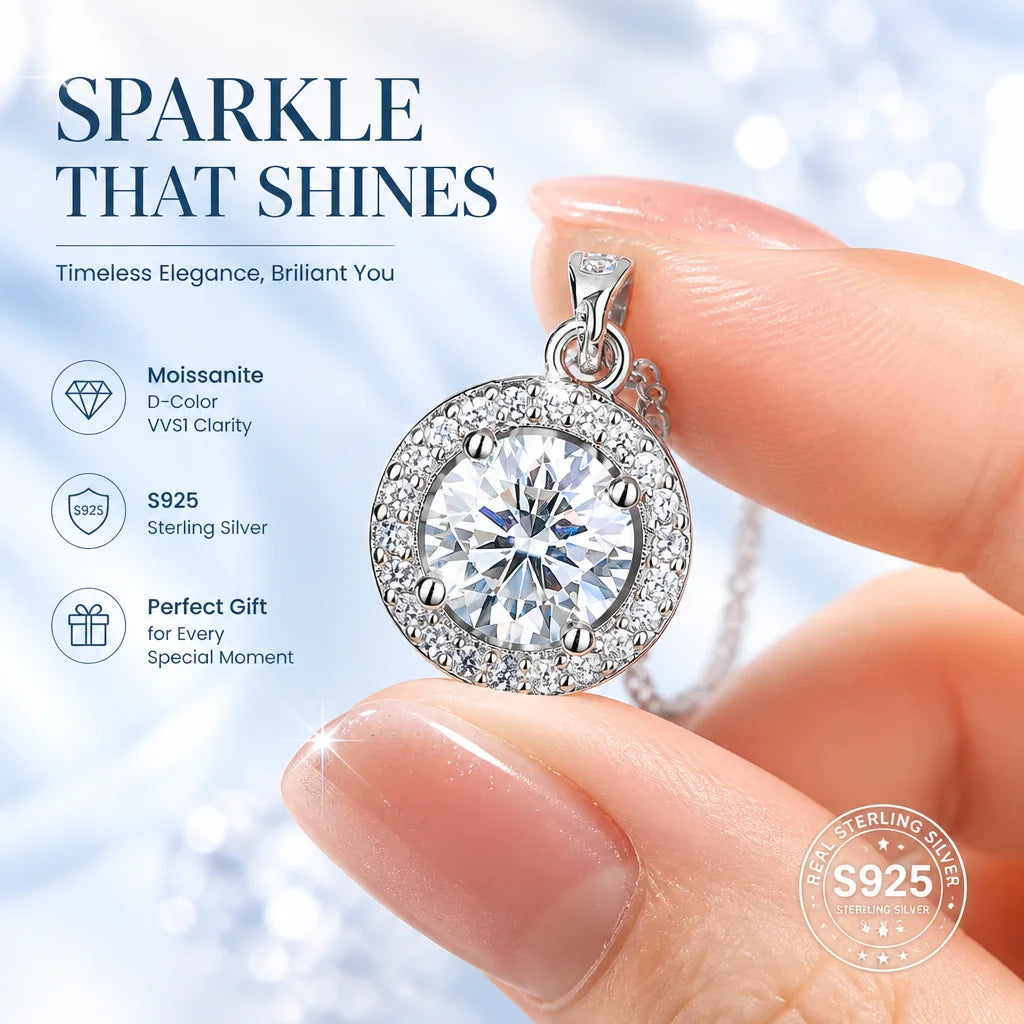 With GRA Certificate 1ct Moissanite Necklace Women&
