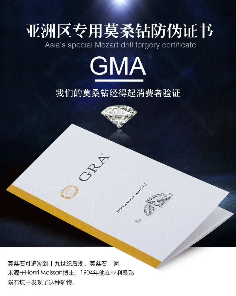 au9999 pure gold classic four-prong cluster set 2 carat moissanite diamond ring 18K real gold D color moissanite engagement ring