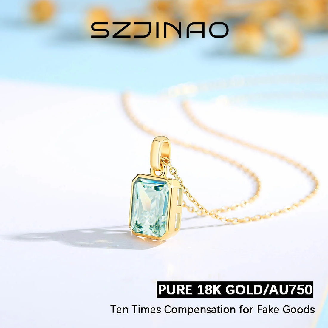 8*10mm Moissanite Necklace Real 18K Gold Pendant Colored Gemstone  for Women Anniversary Valentine&