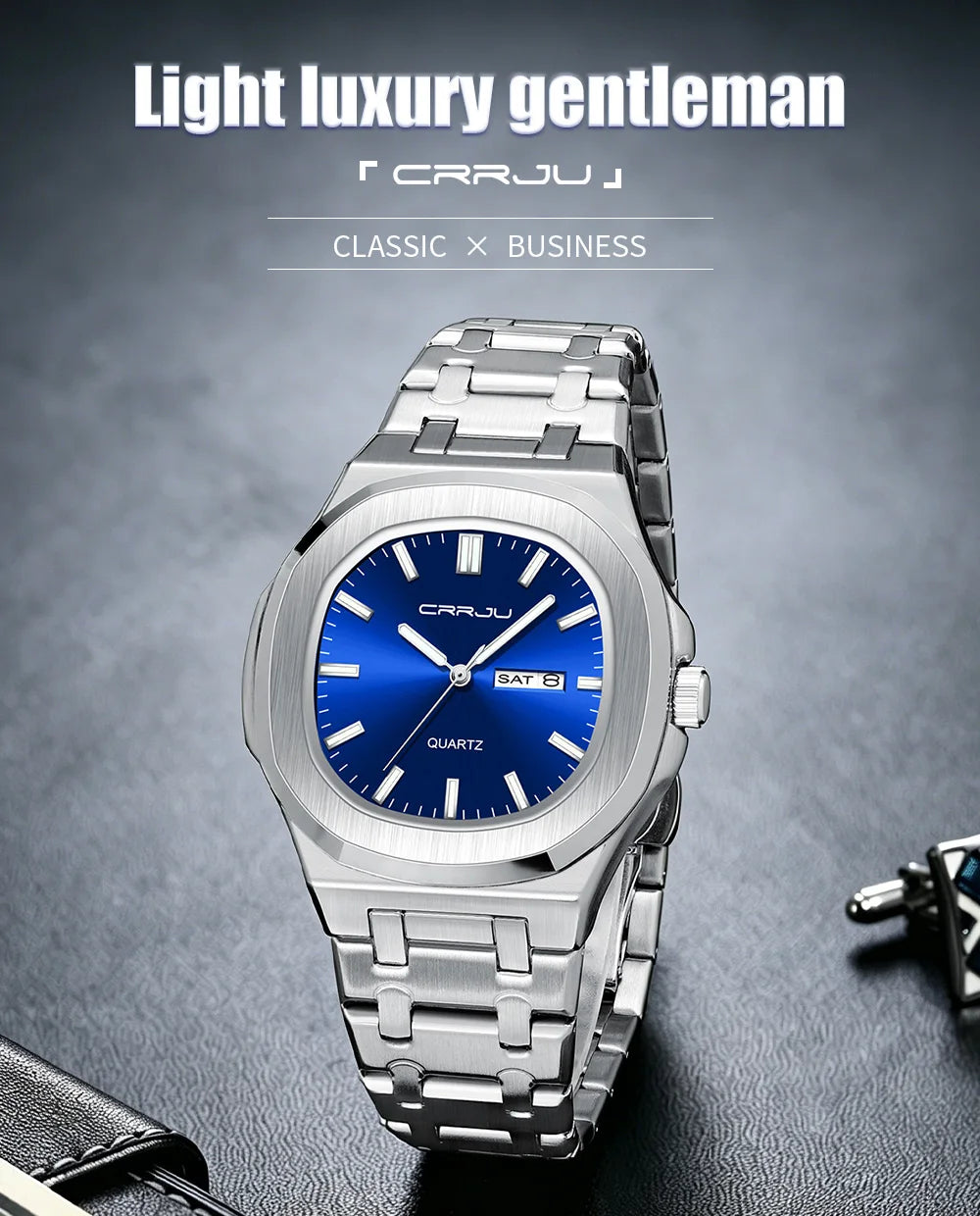Orologio da uomo in acciaio inossidabile CRRJU