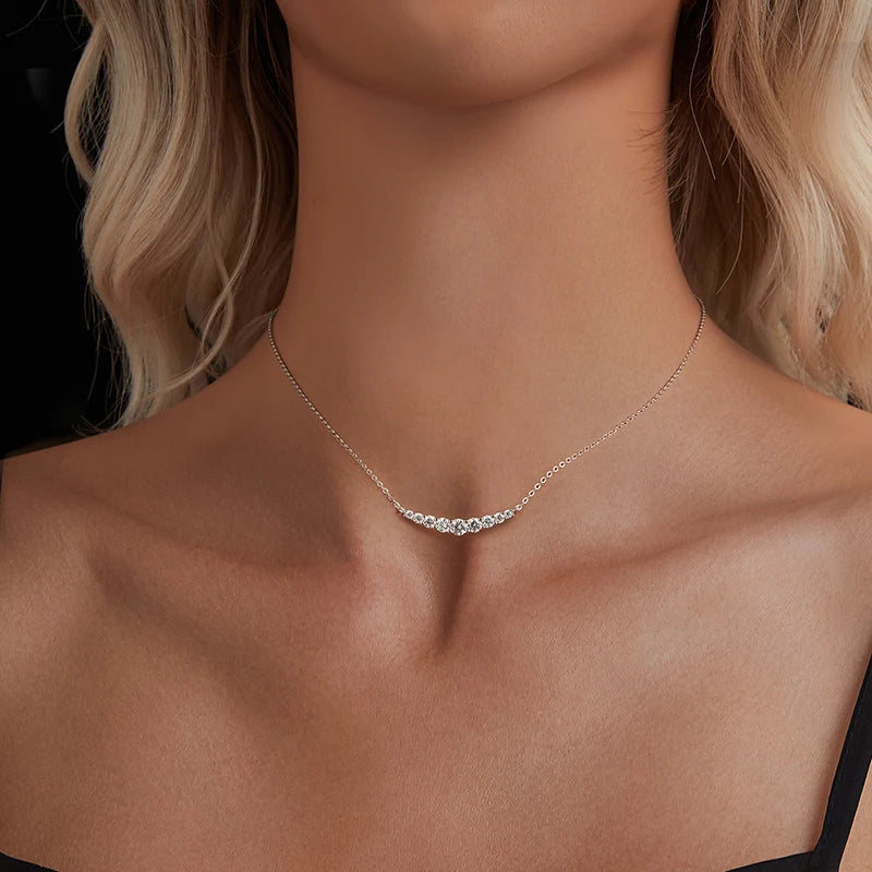 Bamoer U Moissanite Necklace 925 Sterling Silver Unique Multi Sized Moissanite Design Certified Necklace Women Fine Jewelry