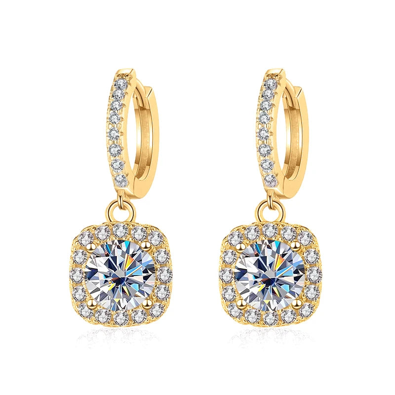 JoyceJelly 1ct GRA Certified Moissanite Earrings Color VVS D Solid Sterling Silver 925 18K Gold Plated