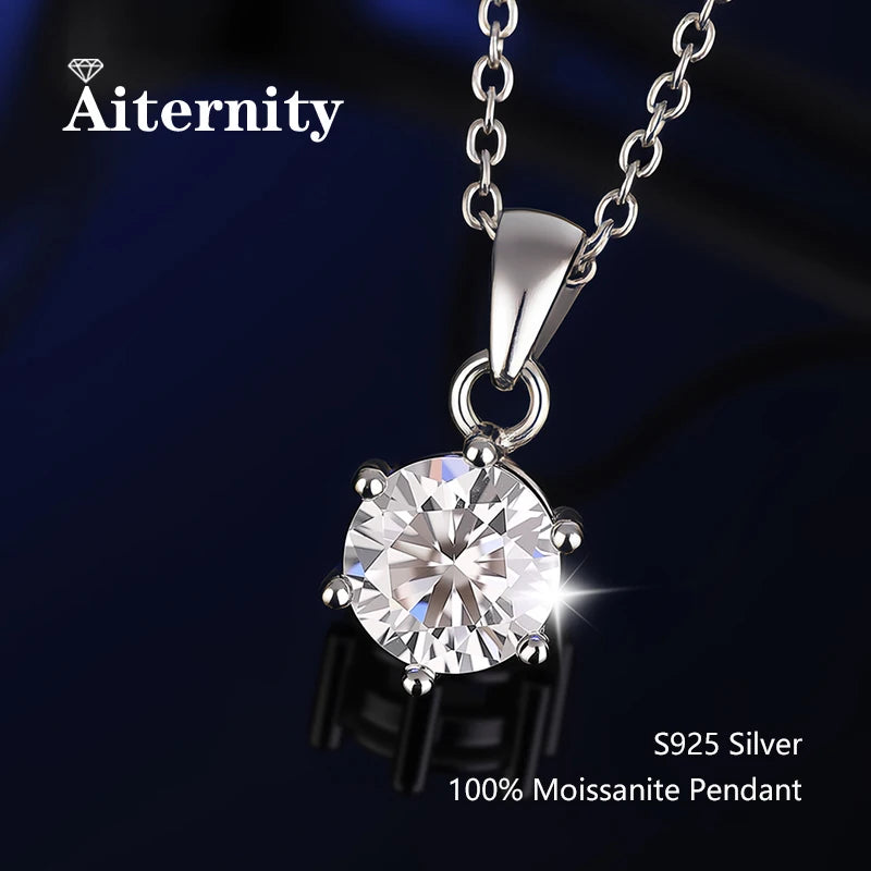 GRA Certificate 100% Real Moissanite Pendant Necklace D Color 1 Carat for Women Wedding Bridal S925 Sterling Silver Fine Jewelry