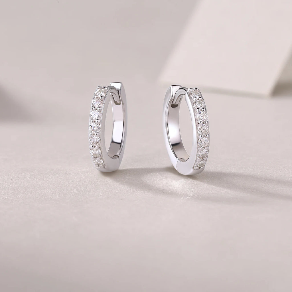 JIUZUAN Certified 925 Silver with 18K Gold-Plated Moissanite Hoop Earrings Sparkling Wedding Fine Jewelry Earrings for Women