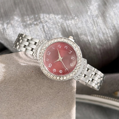 Women Curved Convex Glass Stainless Steel Watch