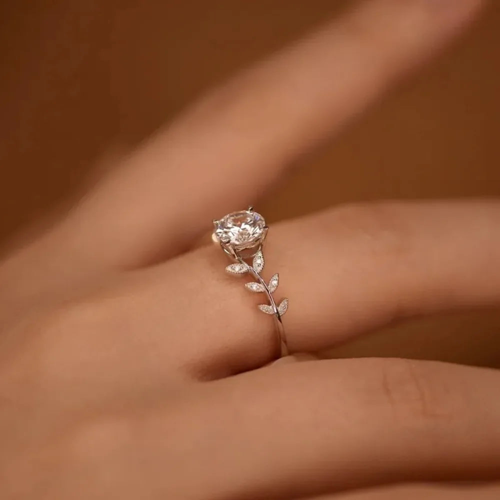 1CT Certified Moissanite Rings Leaf Design Ring Women 925 Sterling Silver Engagement Wedding Lab Diamond Band Gifts Fine Jewelry