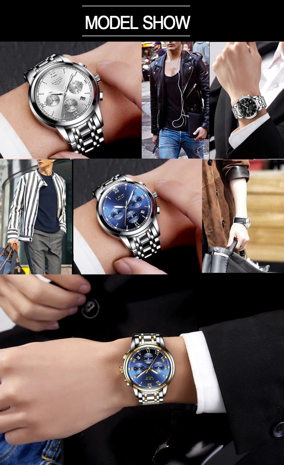 LIGE Relojes Hombre Chronograph Watch