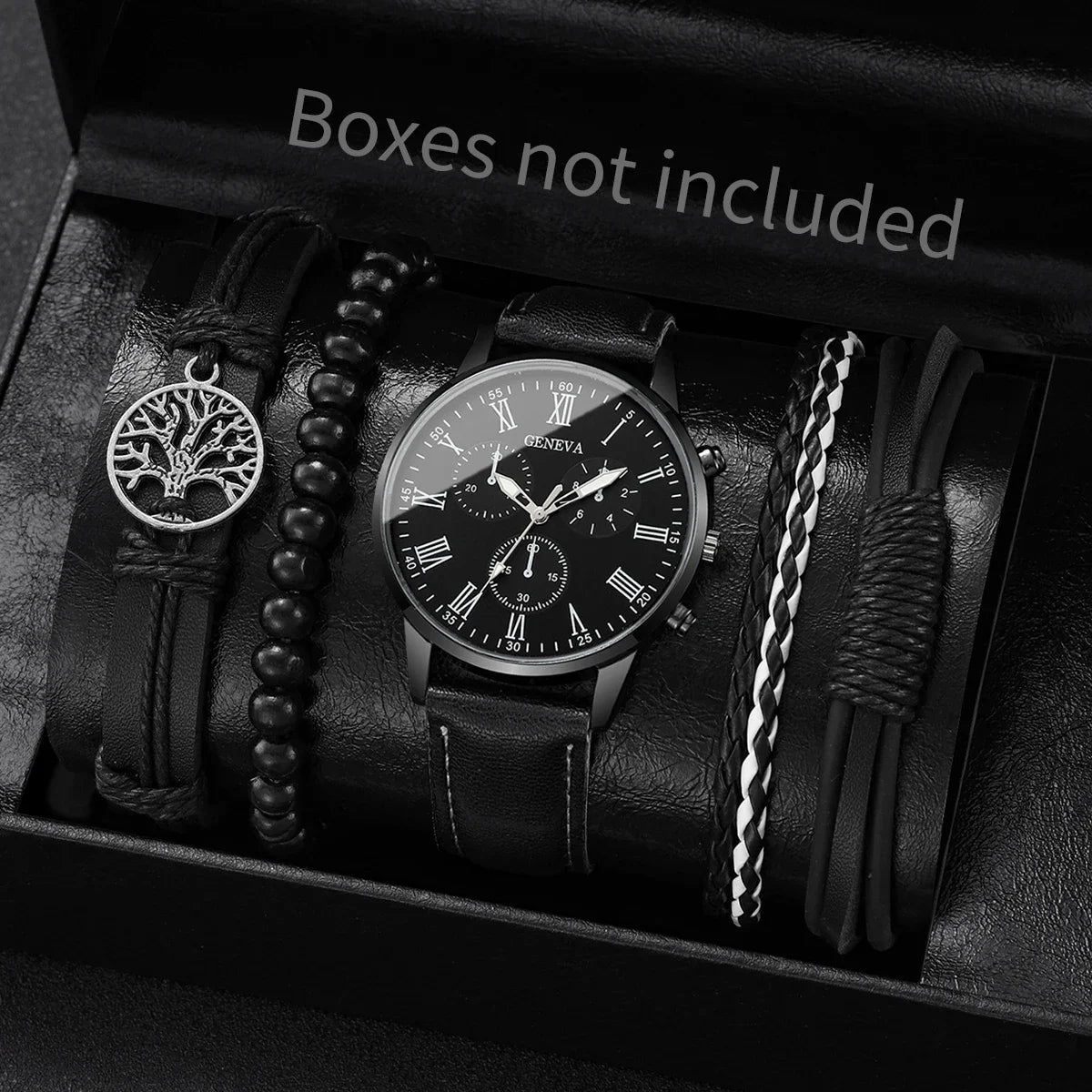 RUNERR Set Orologio da Uomo Nero