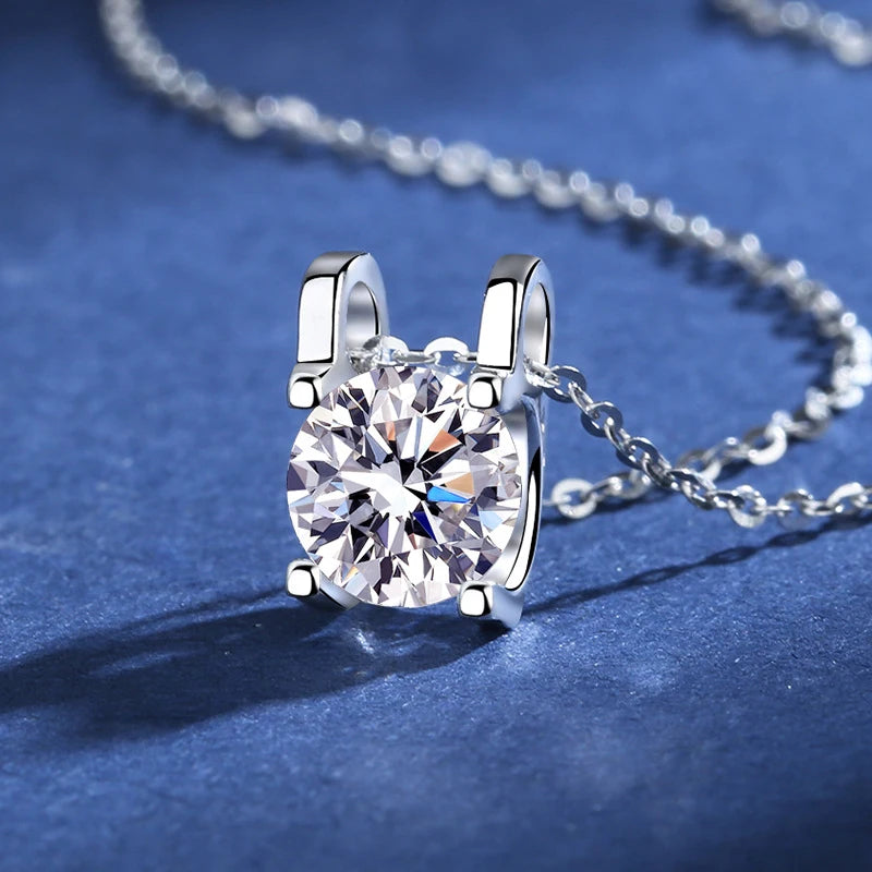GRA Certificate 100% Real Moissanite Pendant Necklace D Color 1 Carat for Women Wedding Bridal S925 Sterling Silver Fine Jewelry