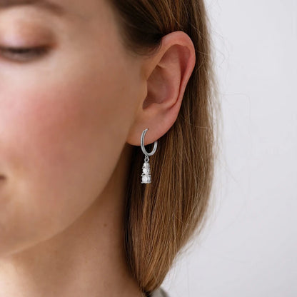 Moissanite Pandent Earrings 100% 925 Sterling Sliver Sparkling Three-Stone Earrings for Woman Ladies Bridal Wedding Party Jewely