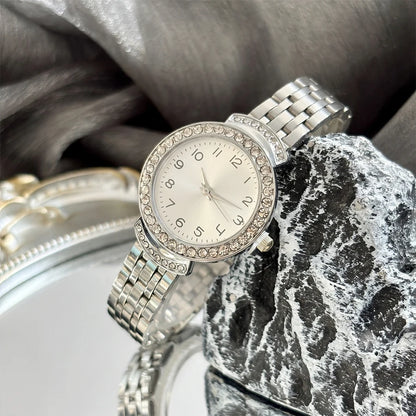 Women Curved Convex Glass Stainless Steel Watch