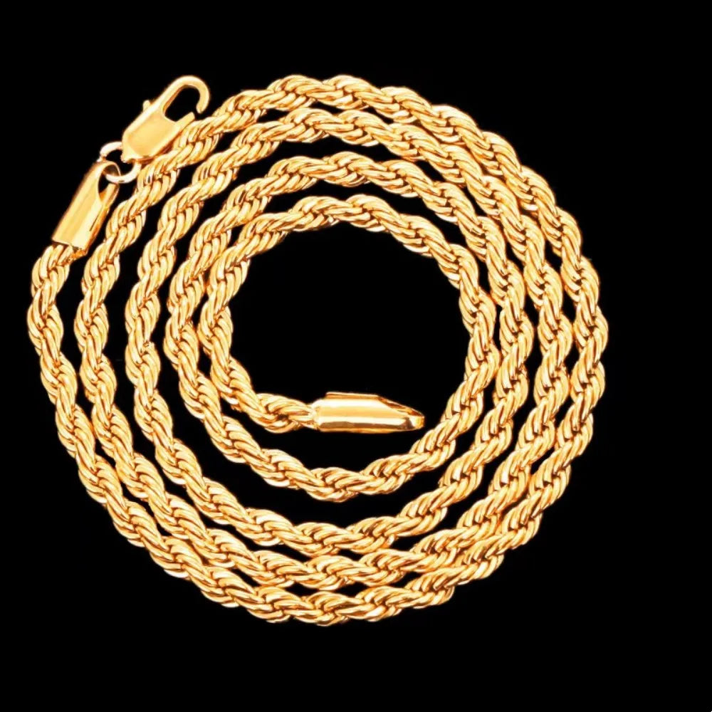 QWWASD 18K Over Silver Rope Necklace and Bracelet