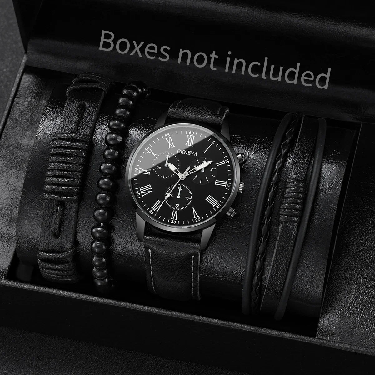 RUNERR Set Orologio da Uomo Nero
