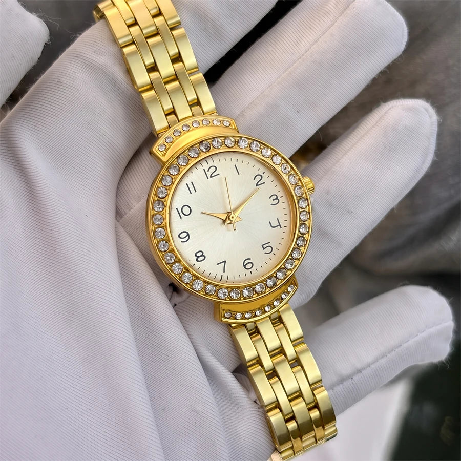 Women Curved Convex Glass Stainless Steel Watch