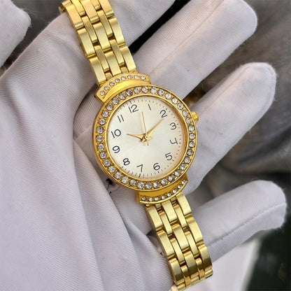 Women Curved Convex Glass Stainless Steel Watch