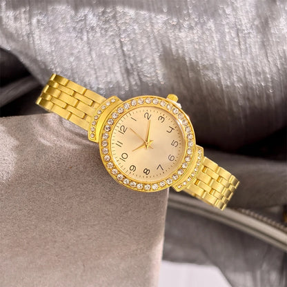 Women Curved Convex Glass Stainless Steel Watch