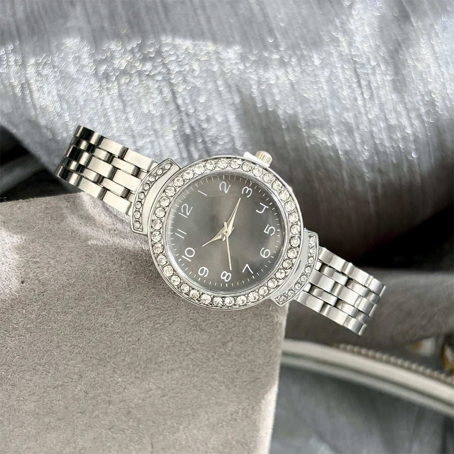 Women Curved Convex Glass Stainless Steel Watch