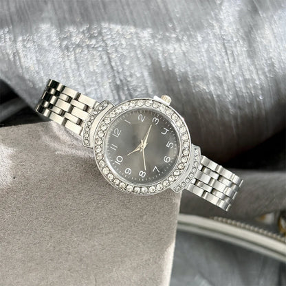 Women Curved Convex Glass Stainless Steel Watch