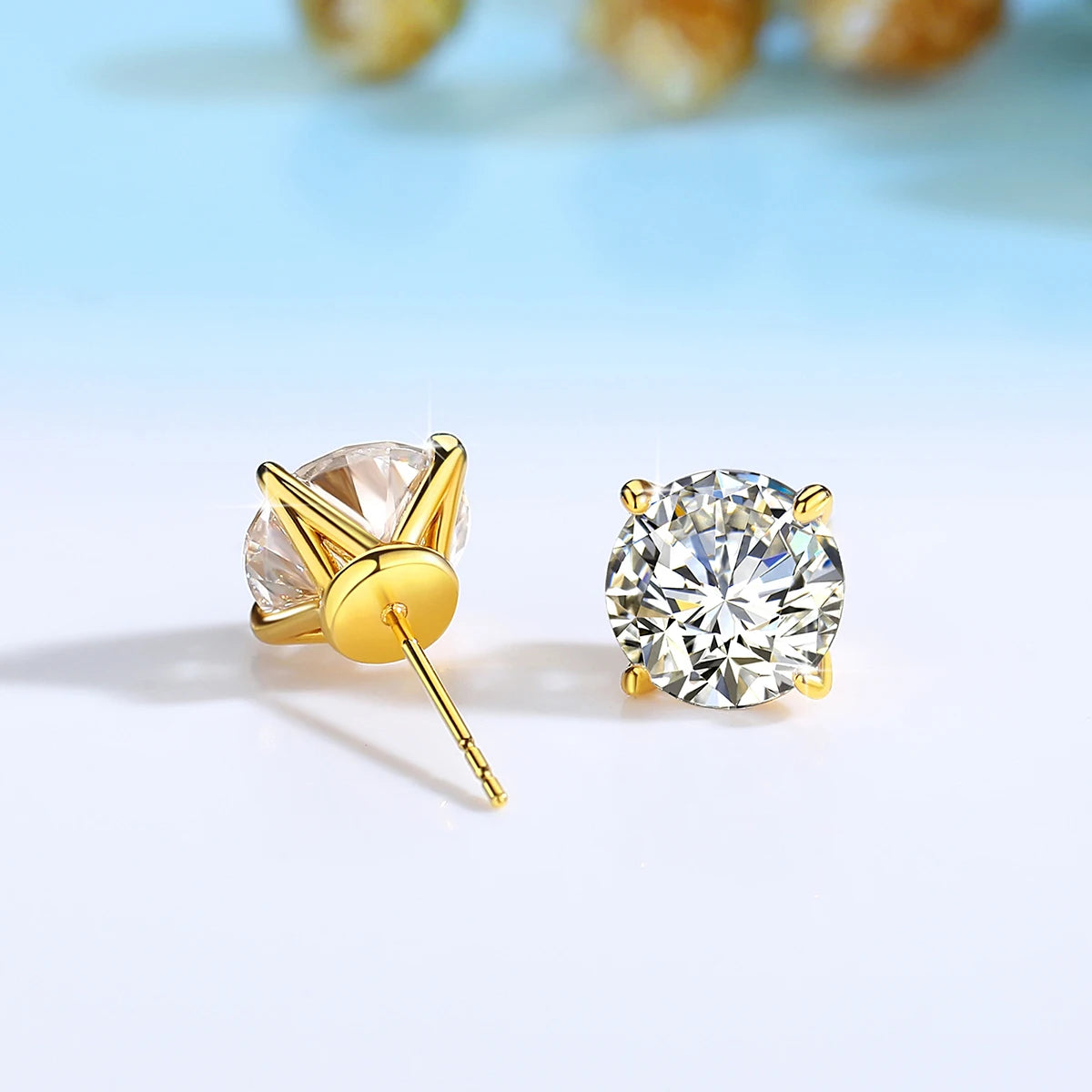 Au585 Gold Original 14K Stud Earrings for Women Men Unisex Classic 0.5ct to 3ct Moissanite Diamond Earrings Engagement Jewelry