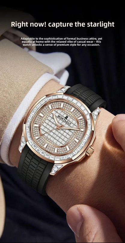 MONTAGUT Herrenuhr in Roségold mit Silikonarmband