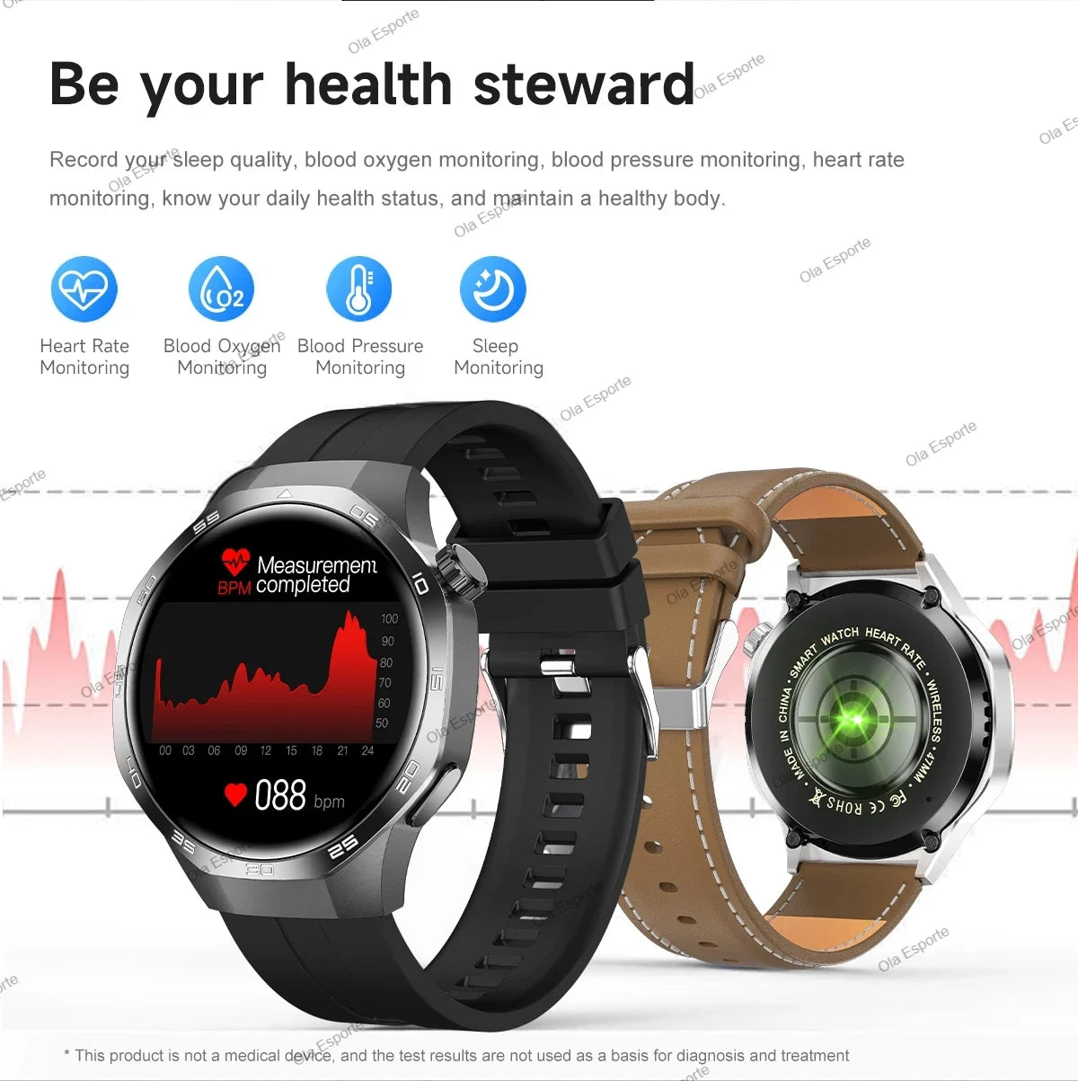 OLA ESPORTE Round Unisex Smart Watch for Android or iOS