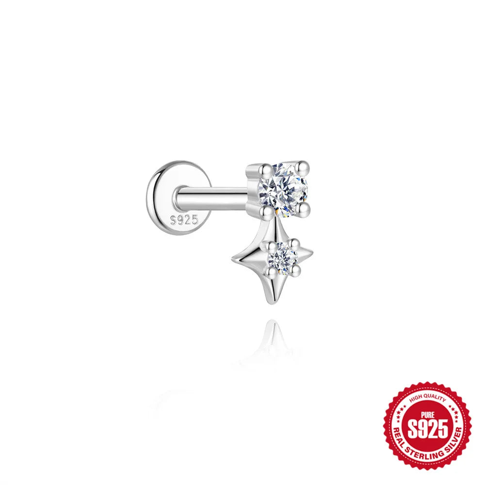 AIDE Certified Moissanite Earrings 925 Sterling Silver Piercing Woman Jewelry Water drops stars moon tassels flowers leaves Gift