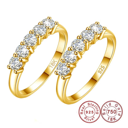18K Gold &amp; Moissanite Half Eternity Band