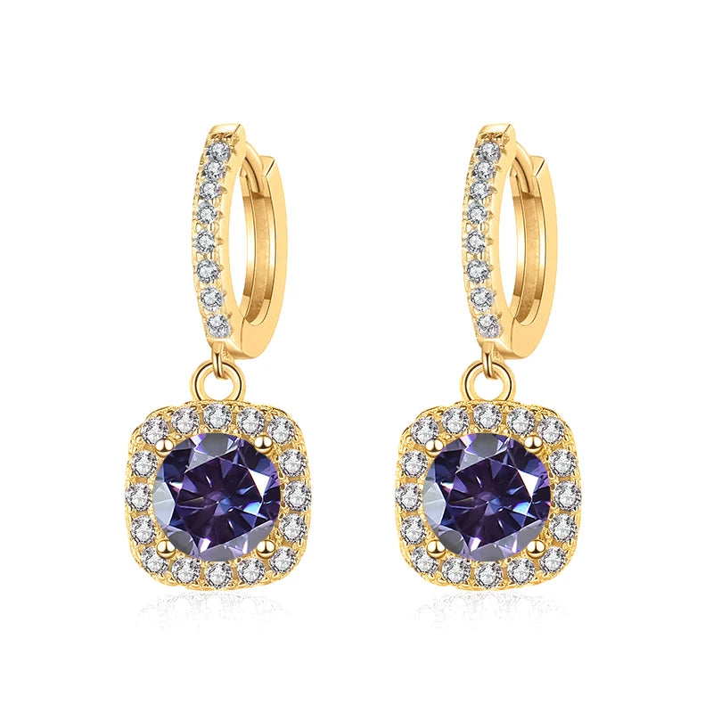 JoyceJelly 1ct GRA Certified Moissanite Earrings Color VVS D Solid Sterling Silver 925 18K Gold Plated