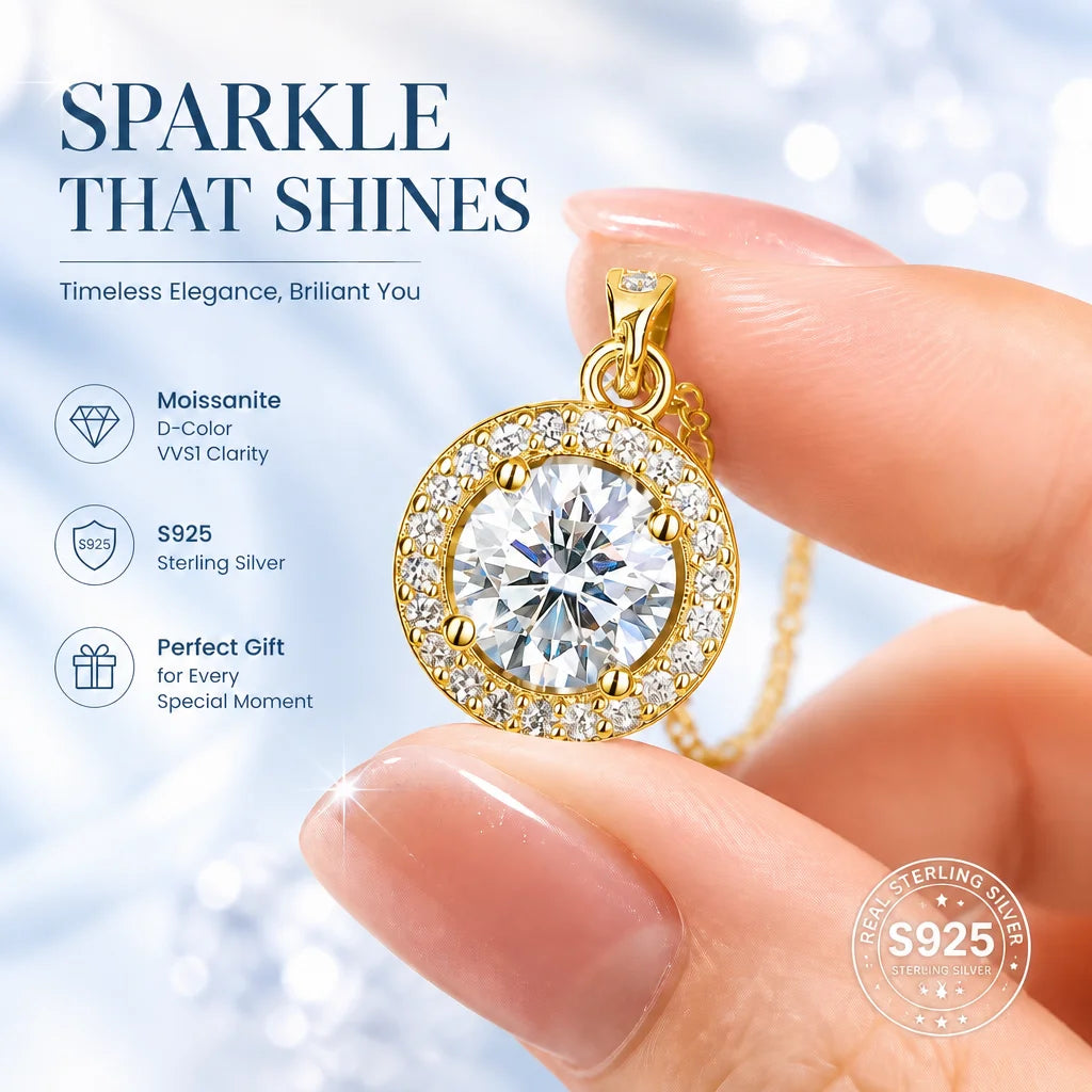 With GRA Certificate 1ct Moissanite Necklace Women&
