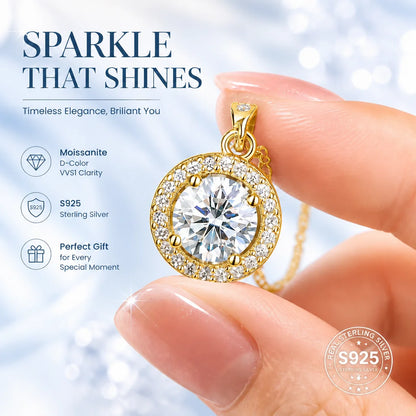 With GRA Certificate 1ct Moissanite Necklace Women&