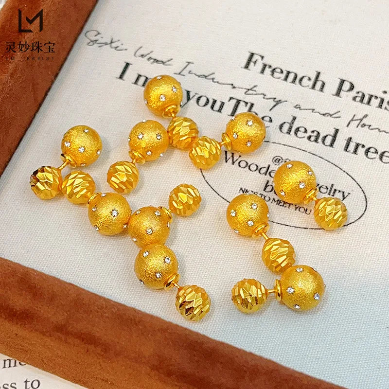24K Gold &amp; Moissanite Ball Earrings