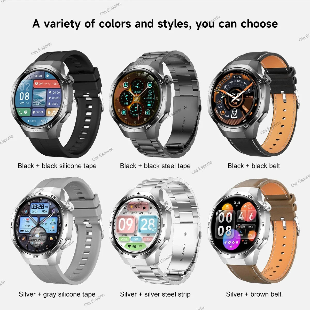 OLA ESPORTE Round Unisex Smart Watch for Android or iOS